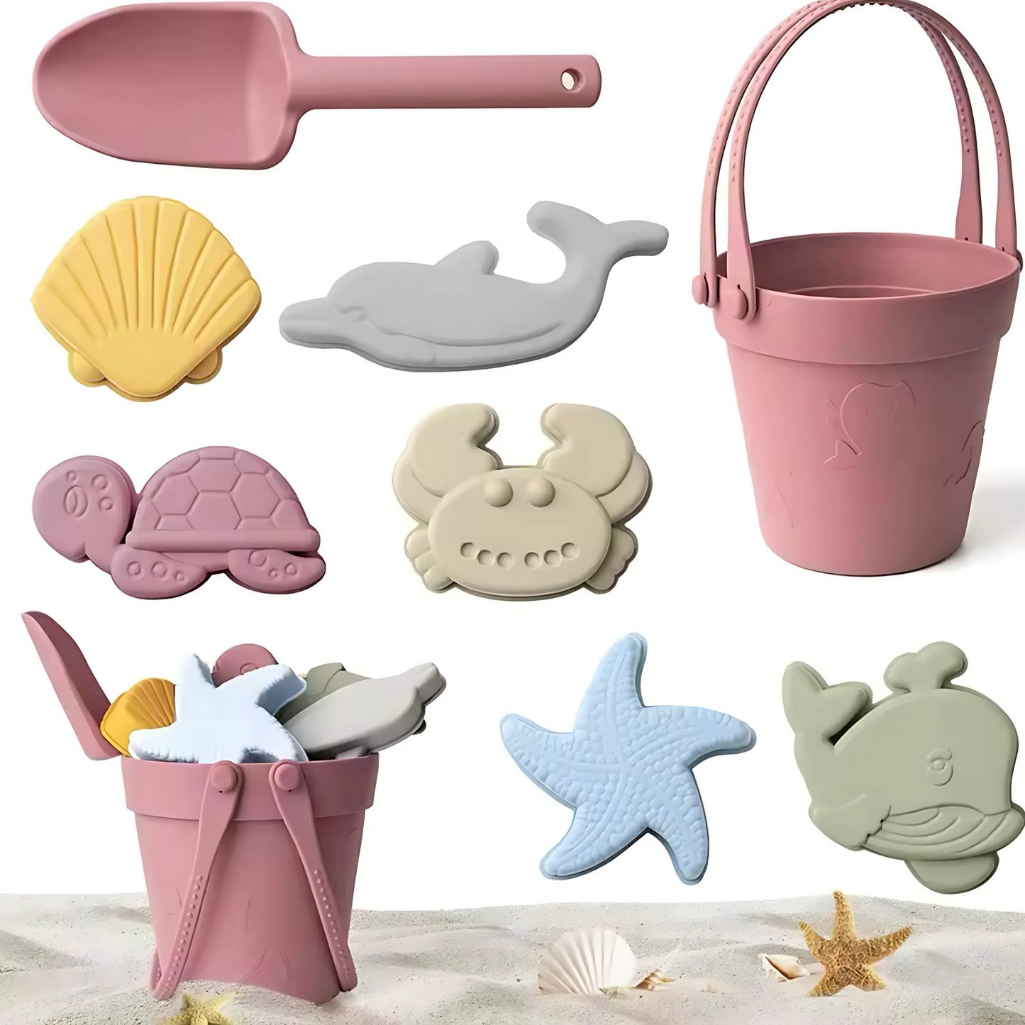 Silikon Strandspielzeug Set für Kinder – Flexibel, tragbar & langlebig – Perfekt für Strand & Sandkasten