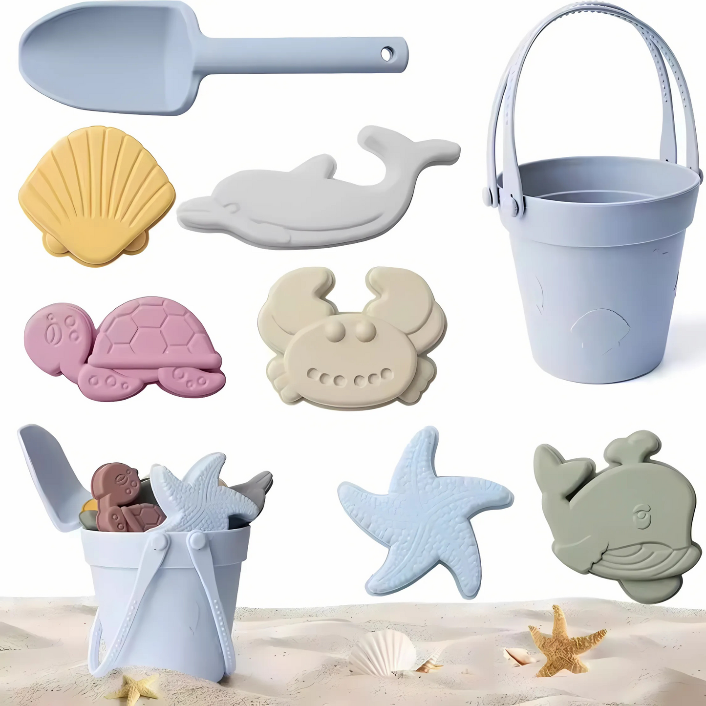 Silikon Strandspielzeug Set für Kinder – Flexibel, tragbar & langlebig – Perfekt für Strand & Sandkasten