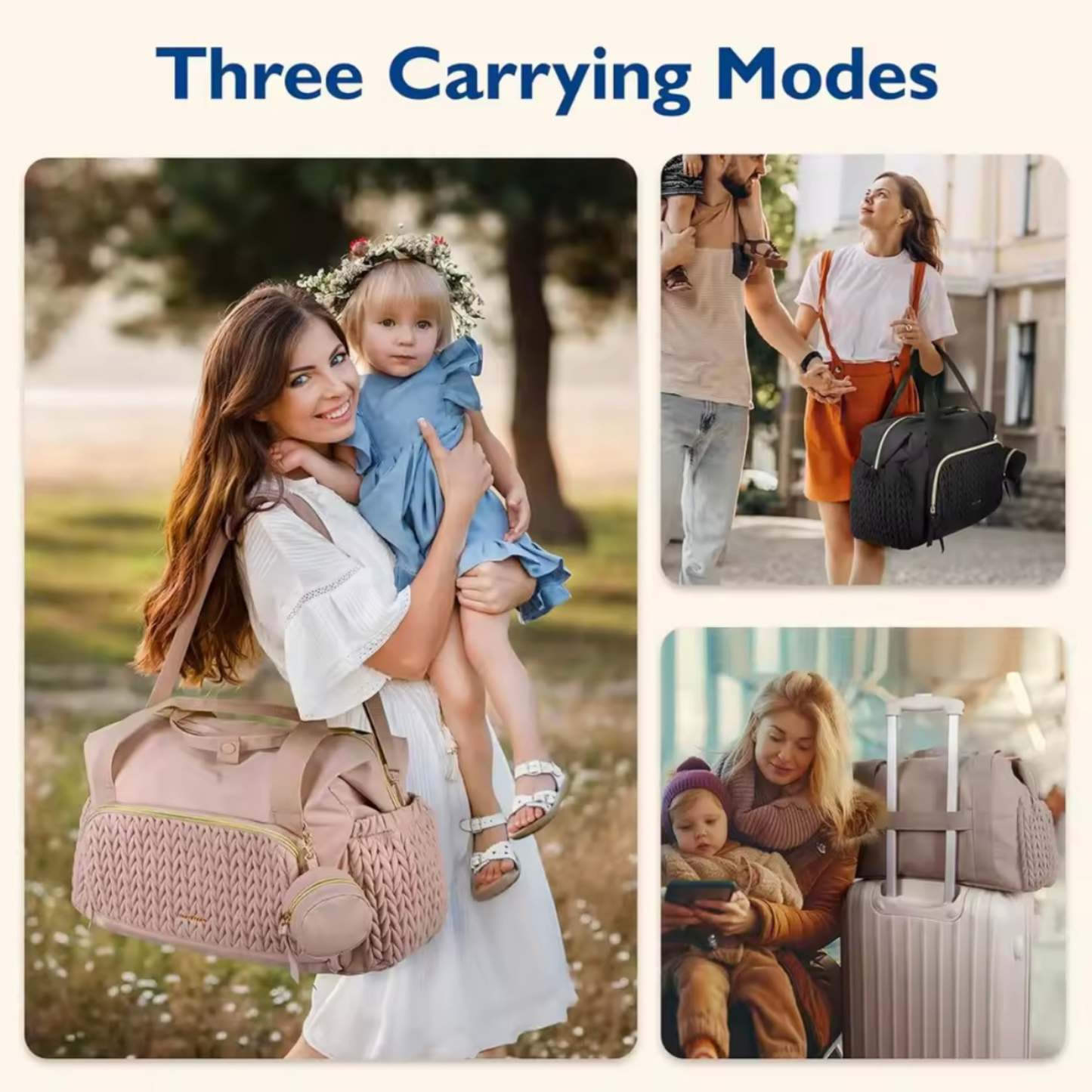 LunaBag Premium Wickeltasche – Stylische Leichte Mama Tasche mit Großem Stauraum für Unterwegs