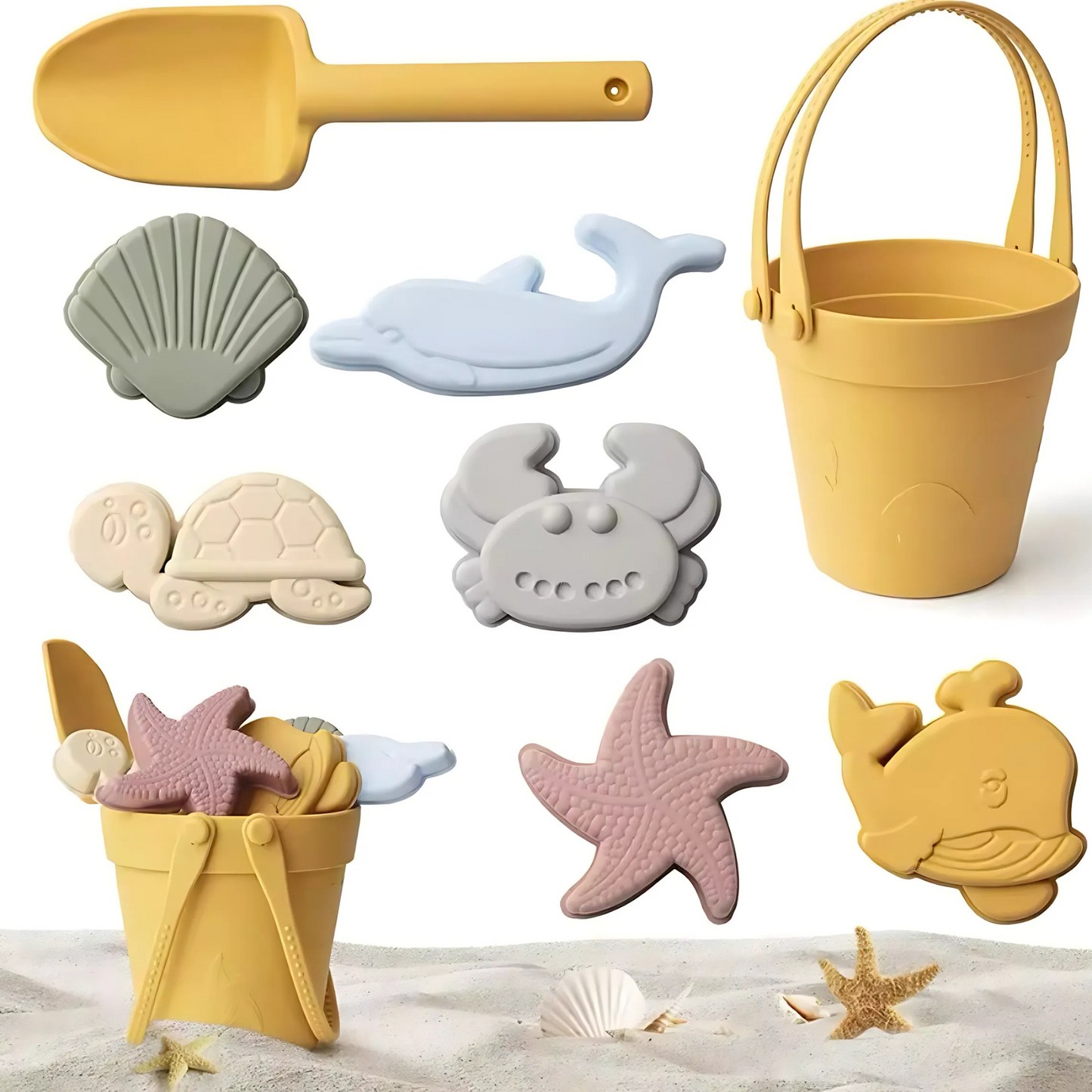 Silikon Strandspielzeug Set für Kinder – Flexibel, tragbar & langlebig – Perfekt für Strand & Sandkasten