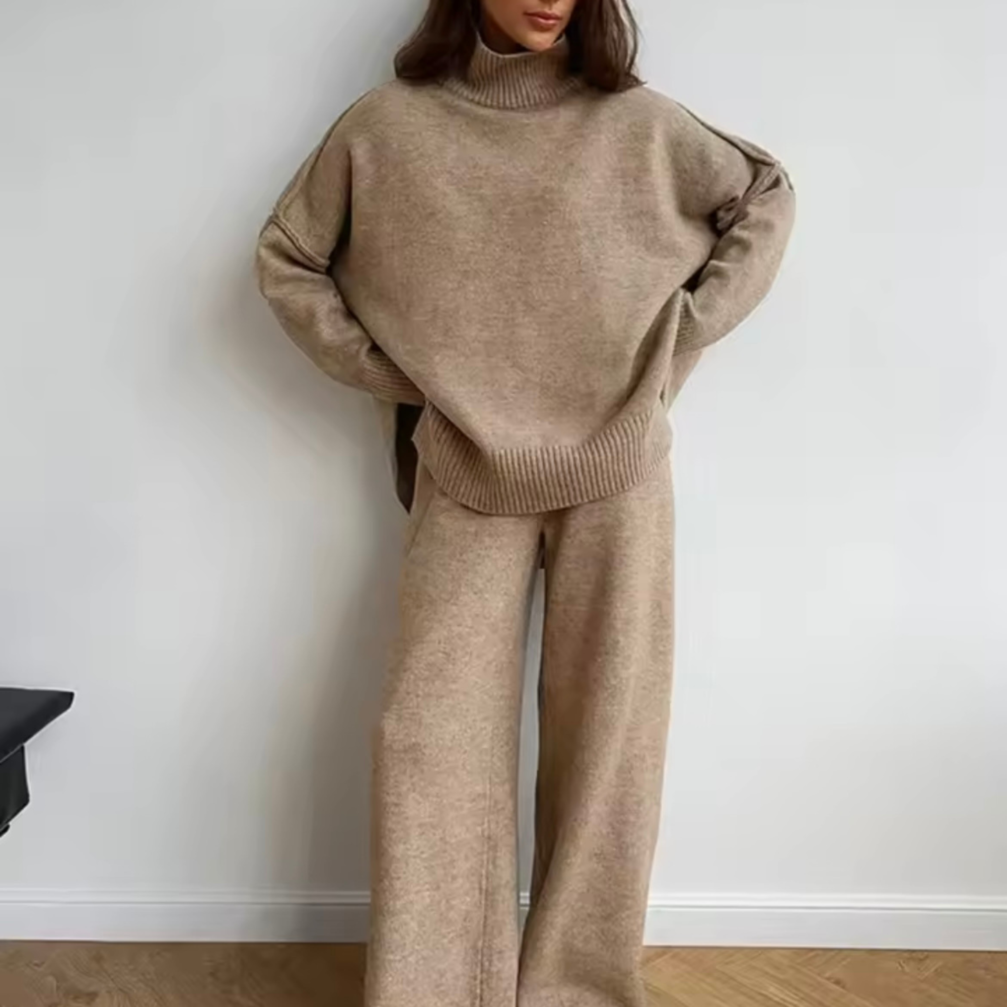 Elara Damen Strick Zweiteiler – Pullover & Hose, Bequemes Elegantes Set