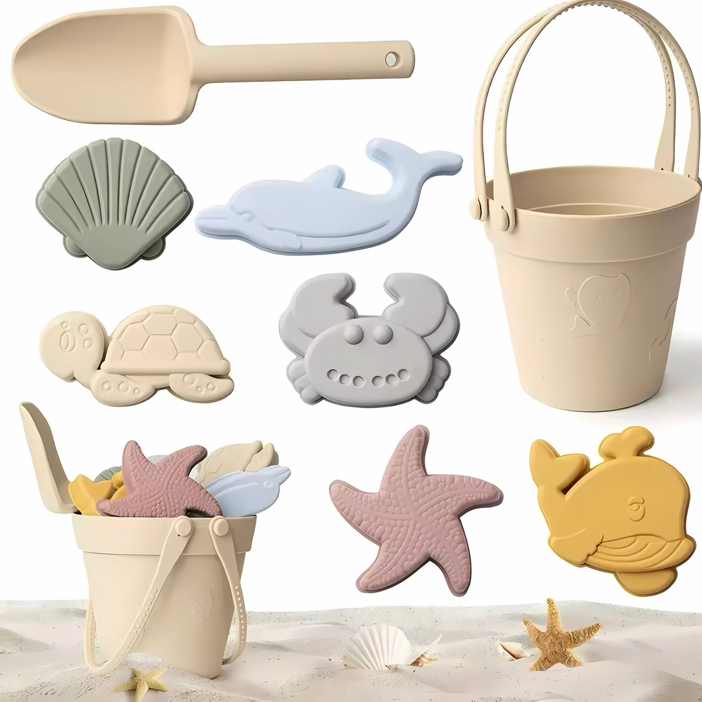 Silikon Strandspielzeug Set für Kinder – Flexibel, tragbar & langlebig – Perfekt für Strand & Sandkasten