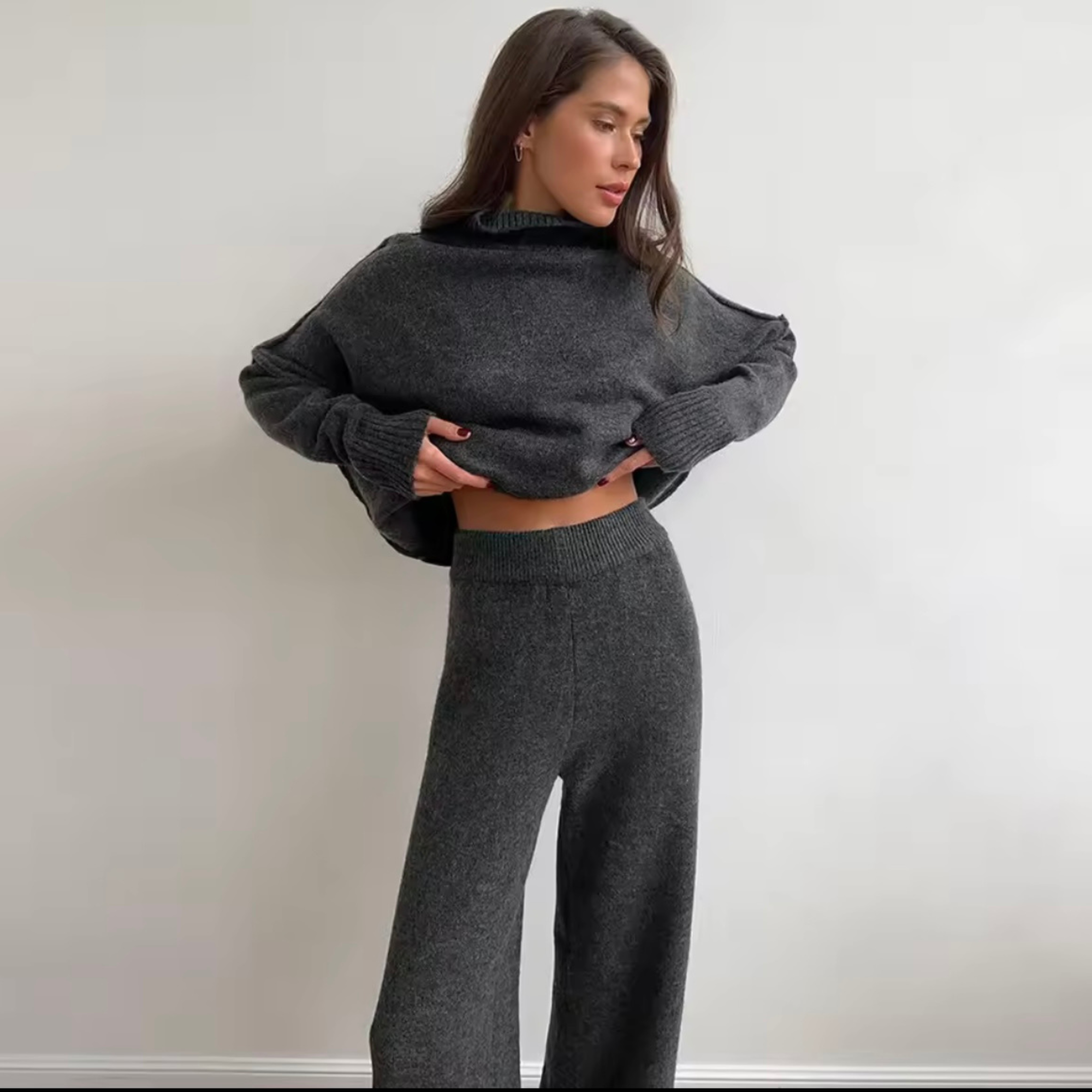 Elara Damen Strick Zweiteiler – Pullover & Hose, Bequemes Elegantes Set