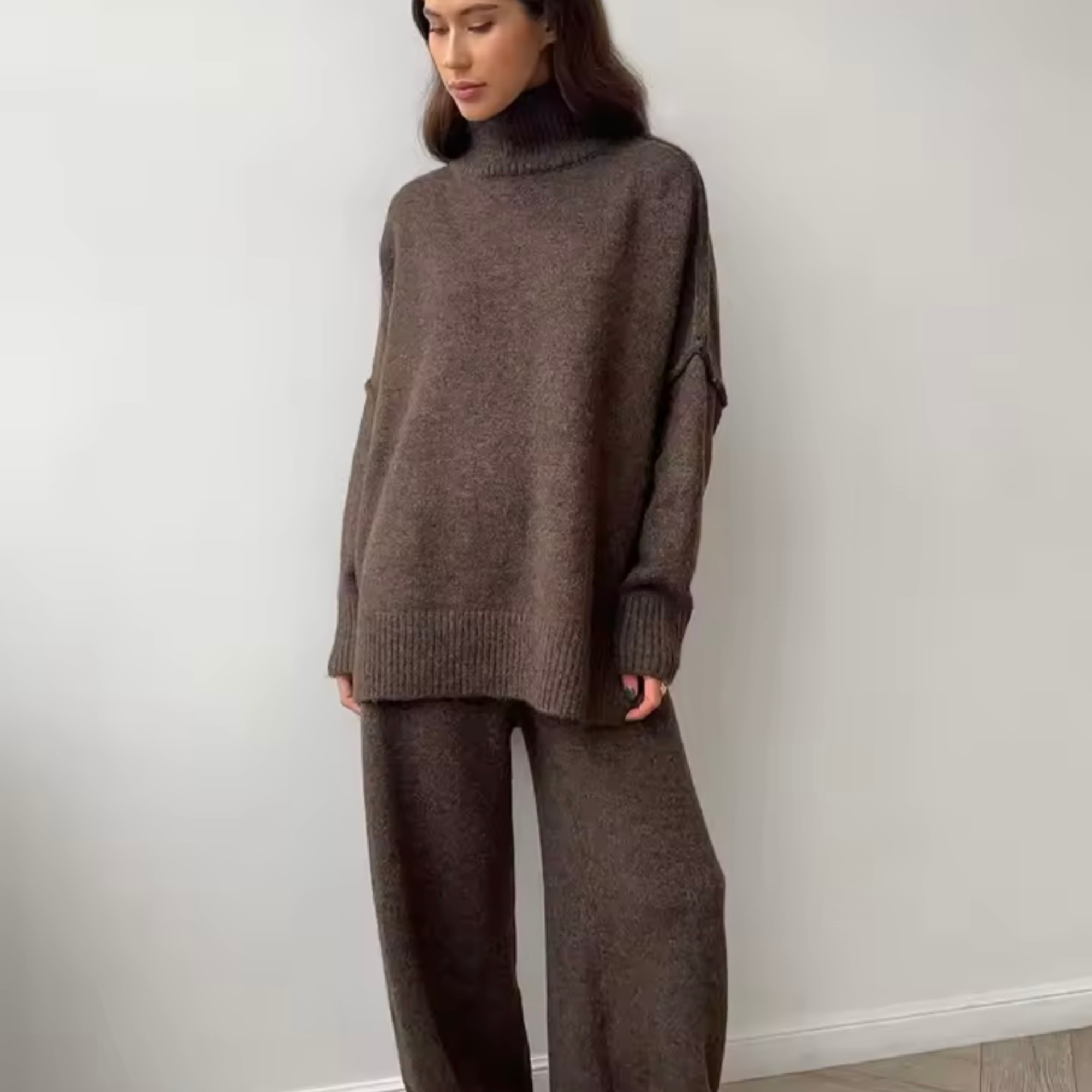 Elara Damen Strick Zweiteiler – Pullover & Hose, Bequemes Elegantes Set