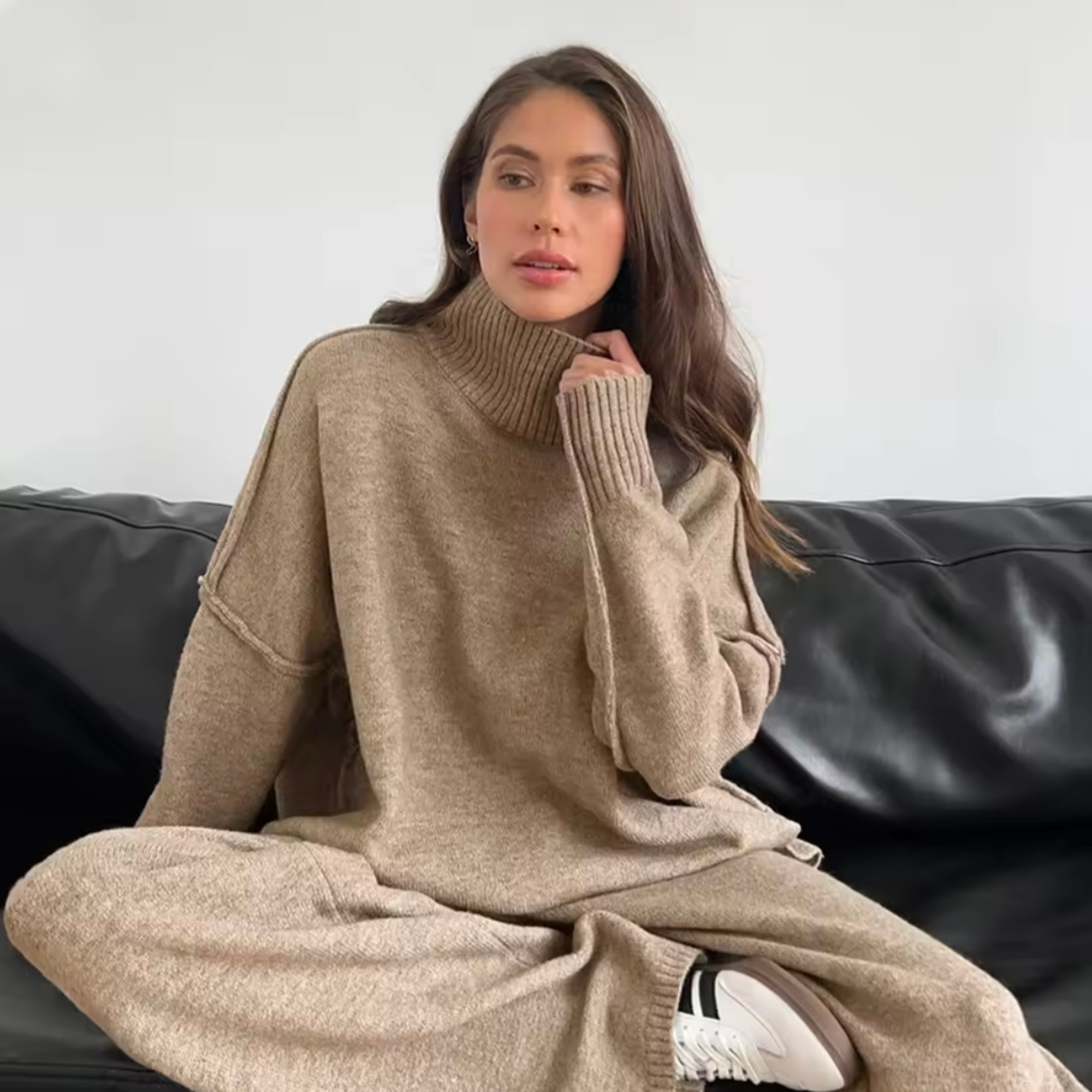 Elara Damen Strick Zweiteiler – Pullover & Hose, Bequemes Elegantes Set