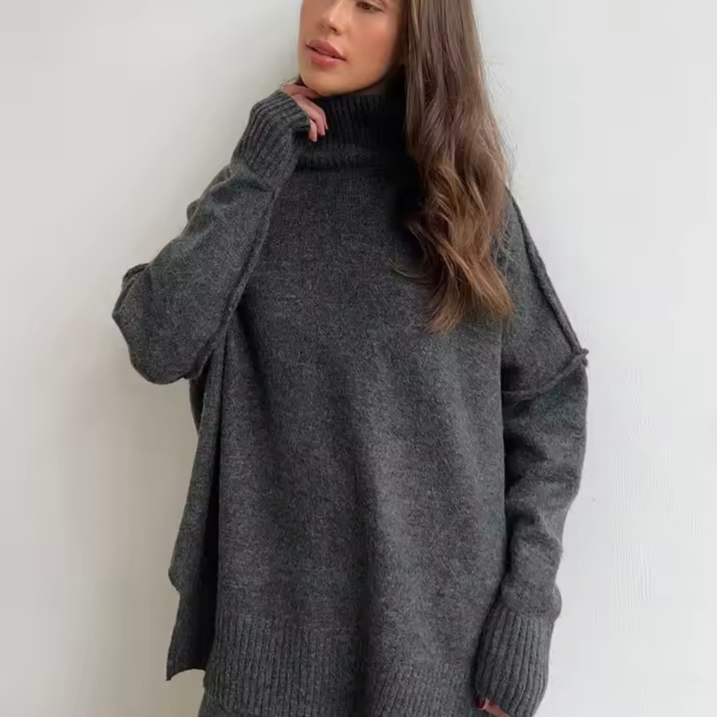 Elara Damen Strick Zweiteiler – Pullover & Hose, Bequemes Elegantes Set