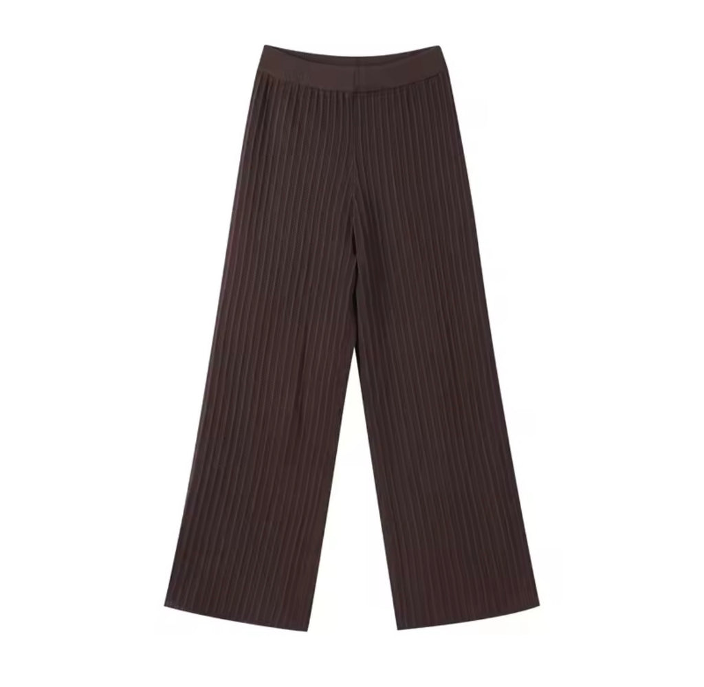Zweiteiler Damen Set – Strick Hemd & Weite Hose