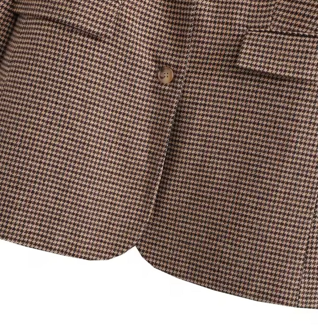 Sofia Damen Blazer – Braun Kariert, Eleganter Business & Casual Blazer